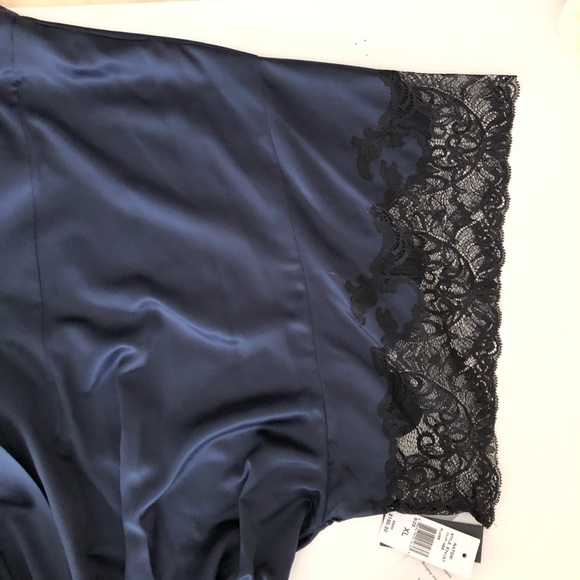 Natori Satin Short Wrap Robe XL New NWT Navy Blue - Picture 5 of 8